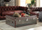 Aberdeen Coffee Table, Vintage Dark Brown Top Grain Leather & Stainless Steel